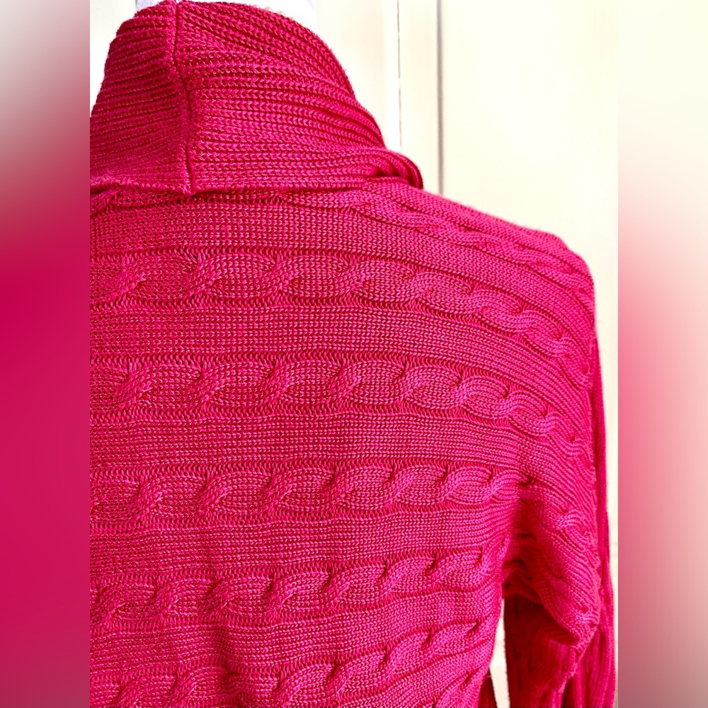Lauren by Ralph Lauren Hot Pink Cable Knit Cardigan - Picture 8 of 9